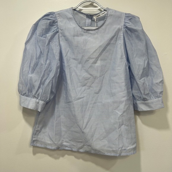 Samsoe Samsoe Womens Celestine Blouse Small NWT $170 Cotton Silk Blue Stripe - Picture 1 of 8